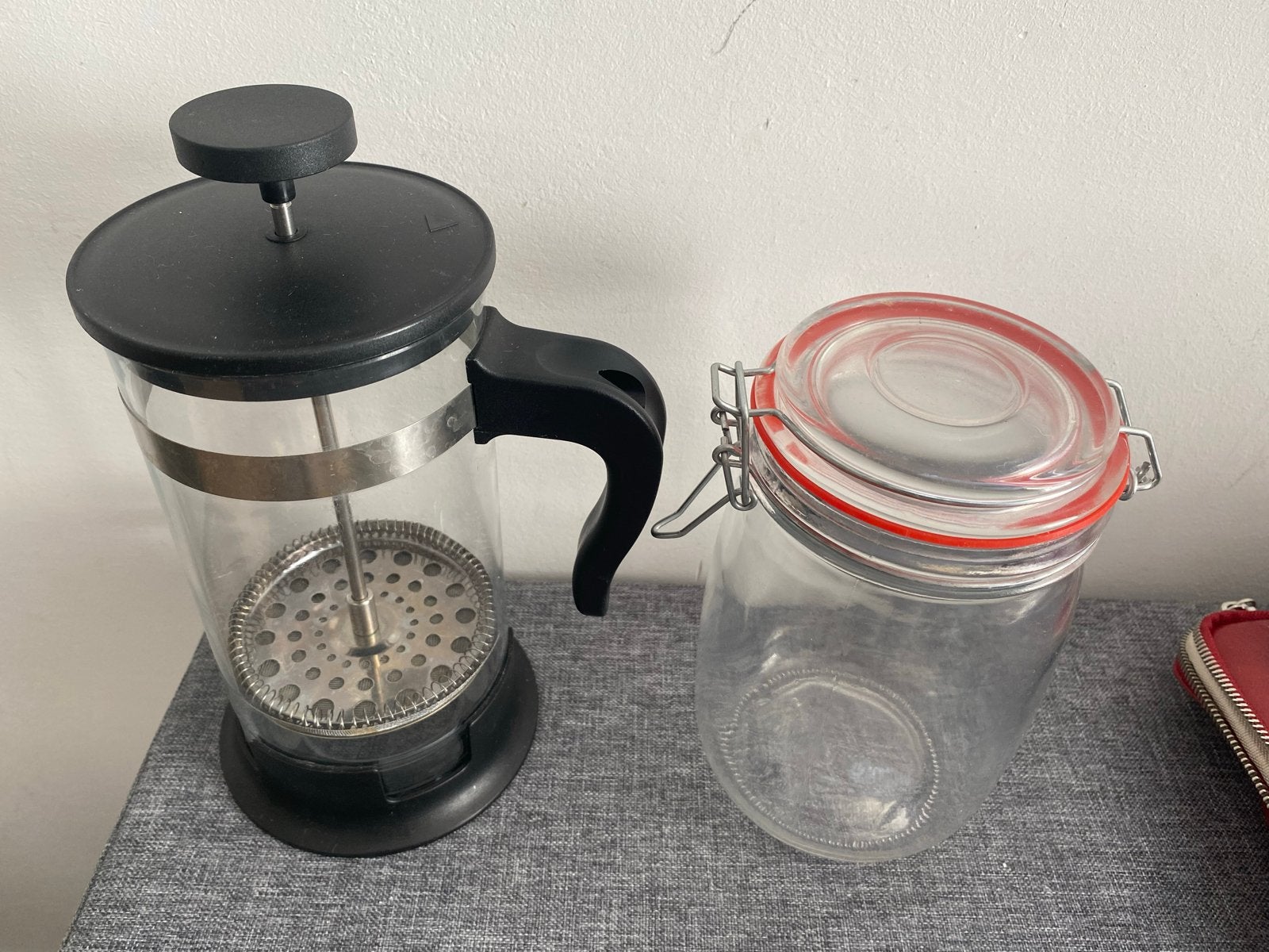 Gratis Melkschuimer en opslagpot, Ophalen, Gebruikt