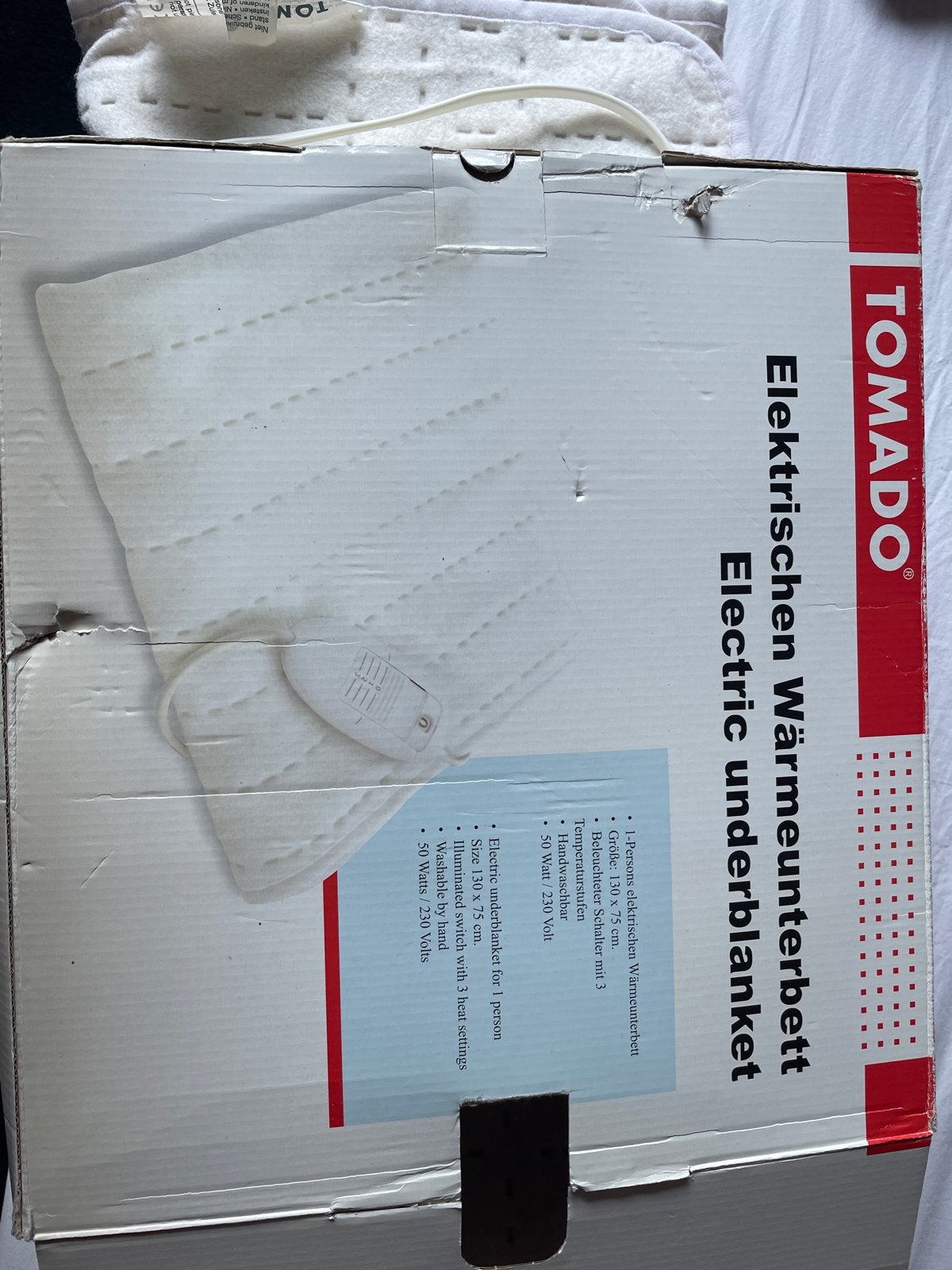 Tomado Elektrische Warmte Onderdeken - Eenpersoons, Gebruikt, Eenpersoons, Wit, Ophalen of Verzenden