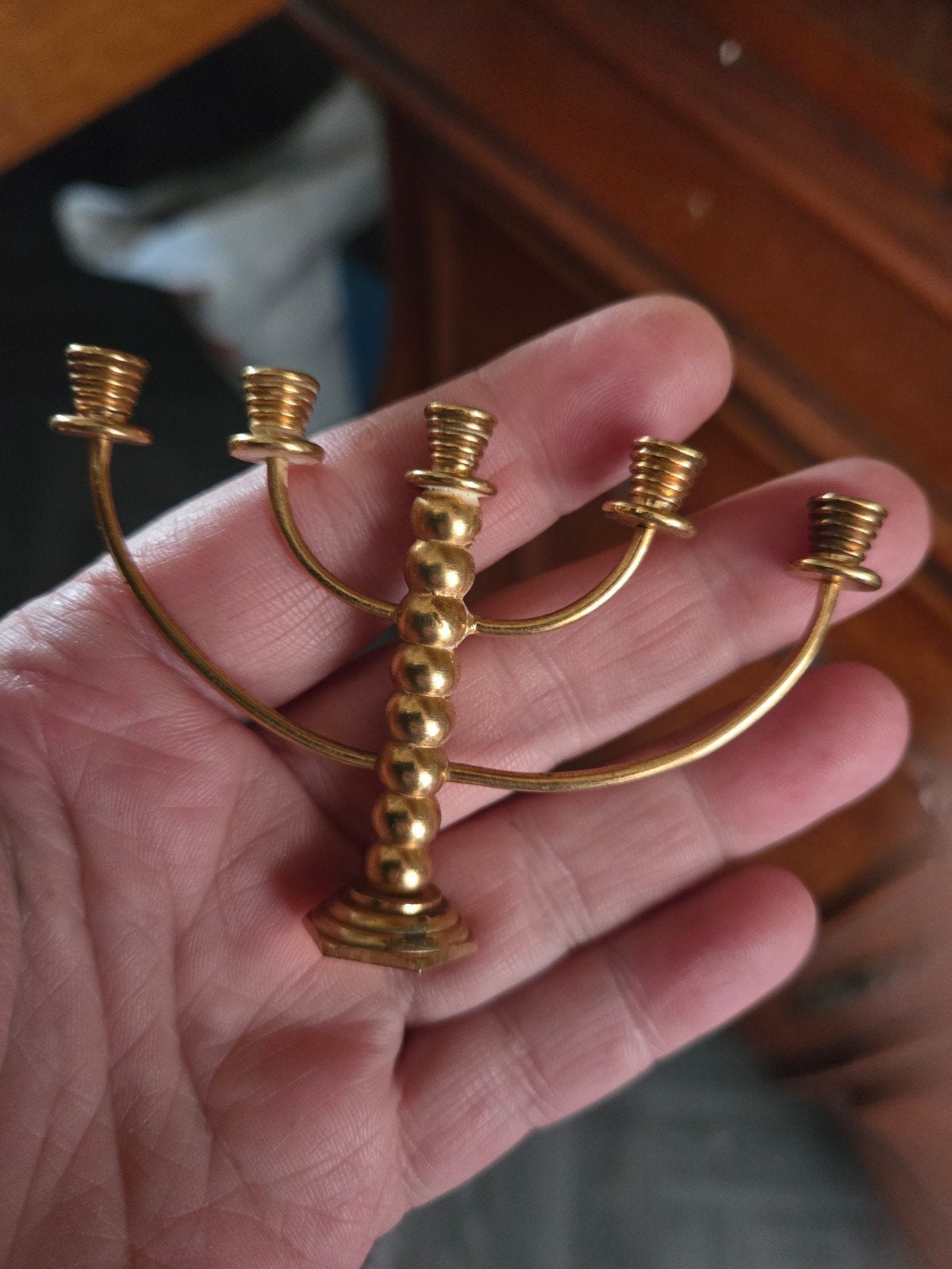 Miniatuur  koperen kandelaar, Verzamelen, Ophalen of Verzenden, Poppenhuis