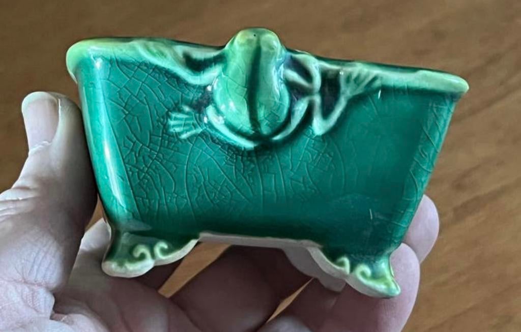Bonsai pot handgemaakt'Frog' gemerkt aardewerk 9,8x8,5x5,3, Nieuw, Ophalen of Verzenden, Aardewerk, Rechthoekig