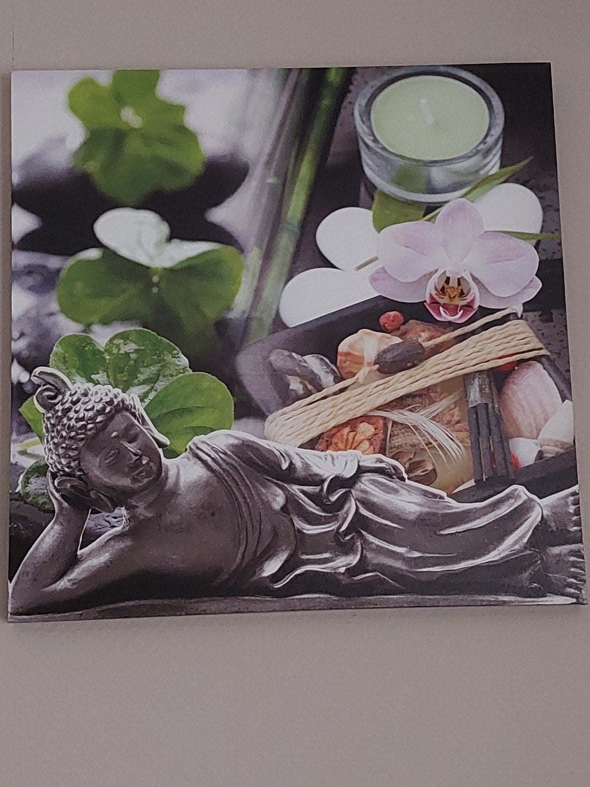 Boeddha schilderij - Ontspanning en rust, Huis en Inrichting, Ophalen of Verzenden, Zo goed als nieuw, Meerkleurig, Set