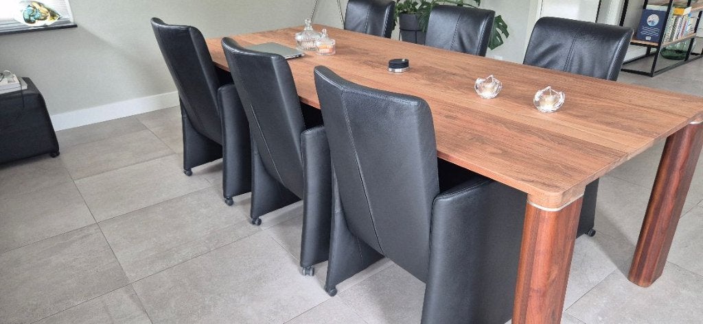 eetkamerstoelen (6), Huis en Inrichting, Stoelen, Gebruikt, Zwart, Leer, Ophalen of Verzenden