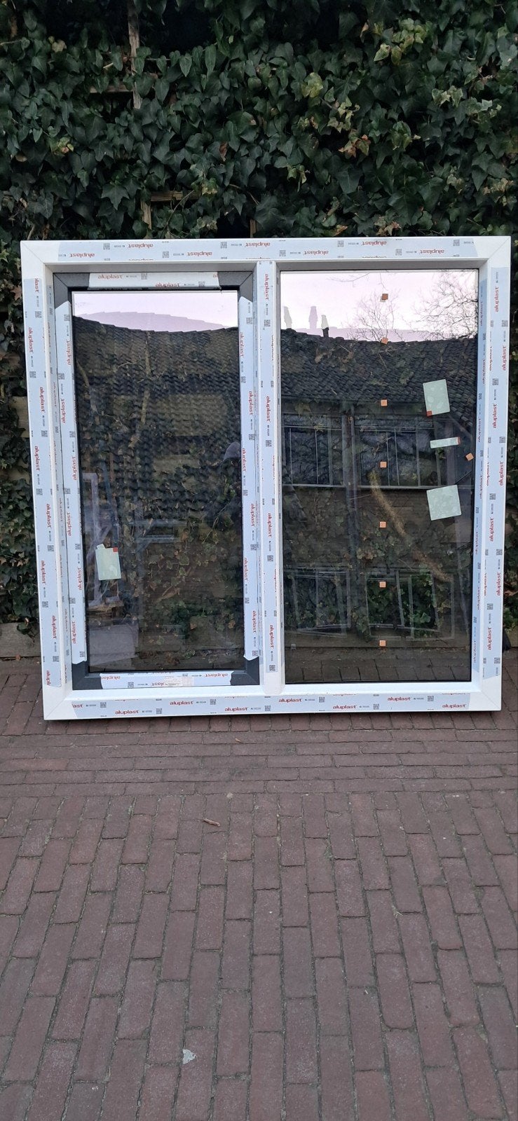 Nieuw Aluplast kunststof kozijn 150x150 cm HR++ dubbel glas, Doe-het-zelf en Verbouw, Glas en Ramen, Ophalen of Verzenden