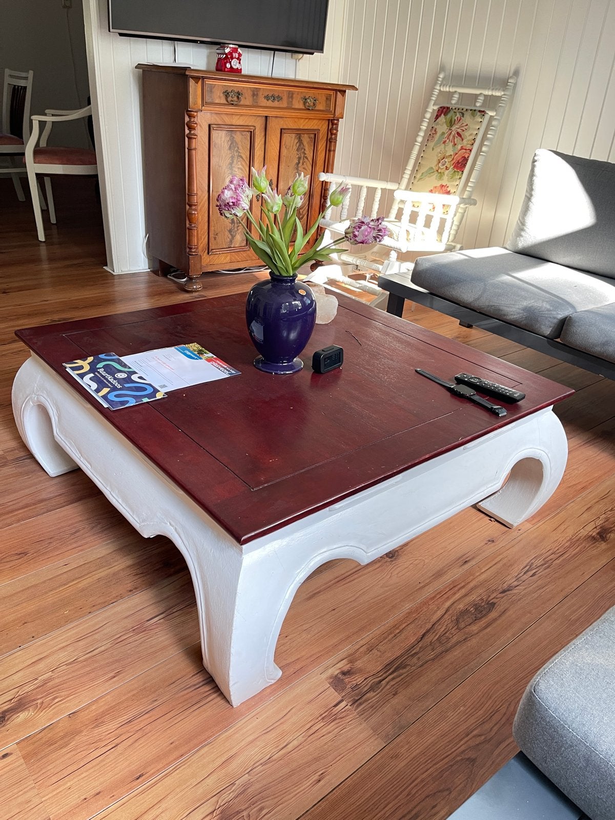 Opium salontafel met lade - 102x102x39 cm, Ophalen, Gebruikt, 100 tot 150 cm, Vierkant