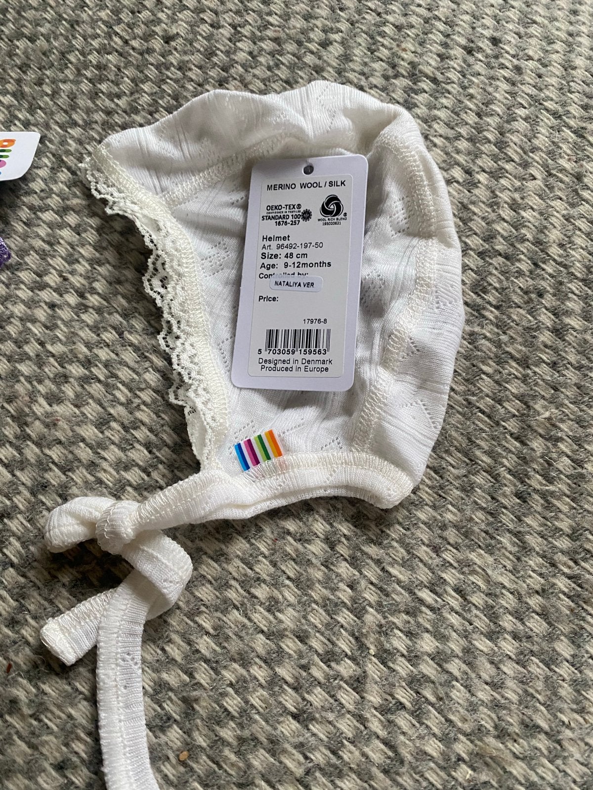 Prachtig mutsje wol/zijde JOHA 9-12 m wit, Nieuw, Maat 74, Joha, Muts