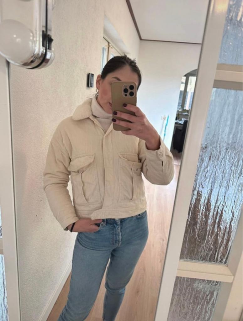 Crèmekleurig corduroy jasje, Kleding | Dames, Huispakken, Zo goed als nieuw, Maat 34 (XS) of kleiner, Beige, Ophalen of Verzenden