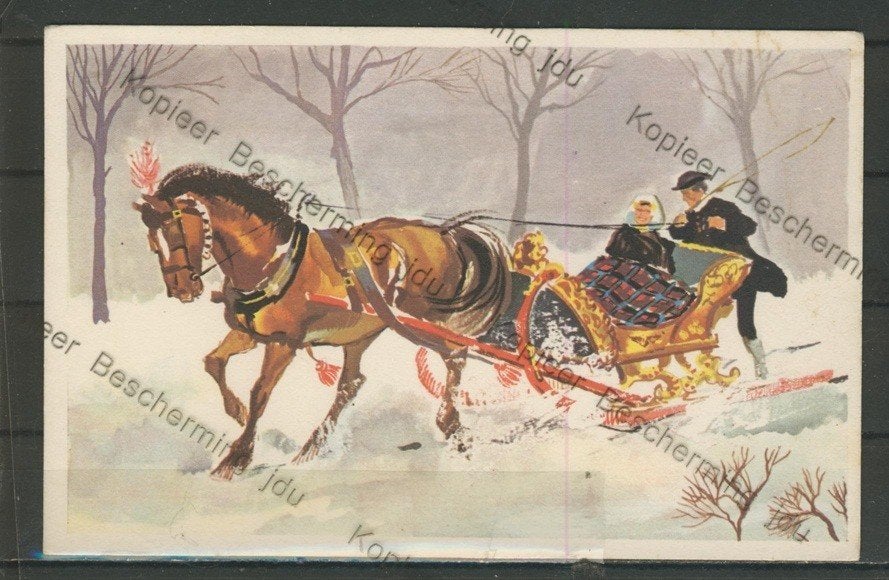 Arreslee in de sneeuw  1910 Ansichtkaart f-225  jdu, Ophalen of Verzenden, Voor 1920, Ongelopen, Overige thema's