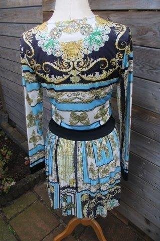 Overslagjurk zwart/aqua/geel Etoile du monde mt 3 (M) Vast O, Kleding | Dames, Jurken, Maat 38/40 (M), Ophalen of Verzenden, Zo goed als nieuw