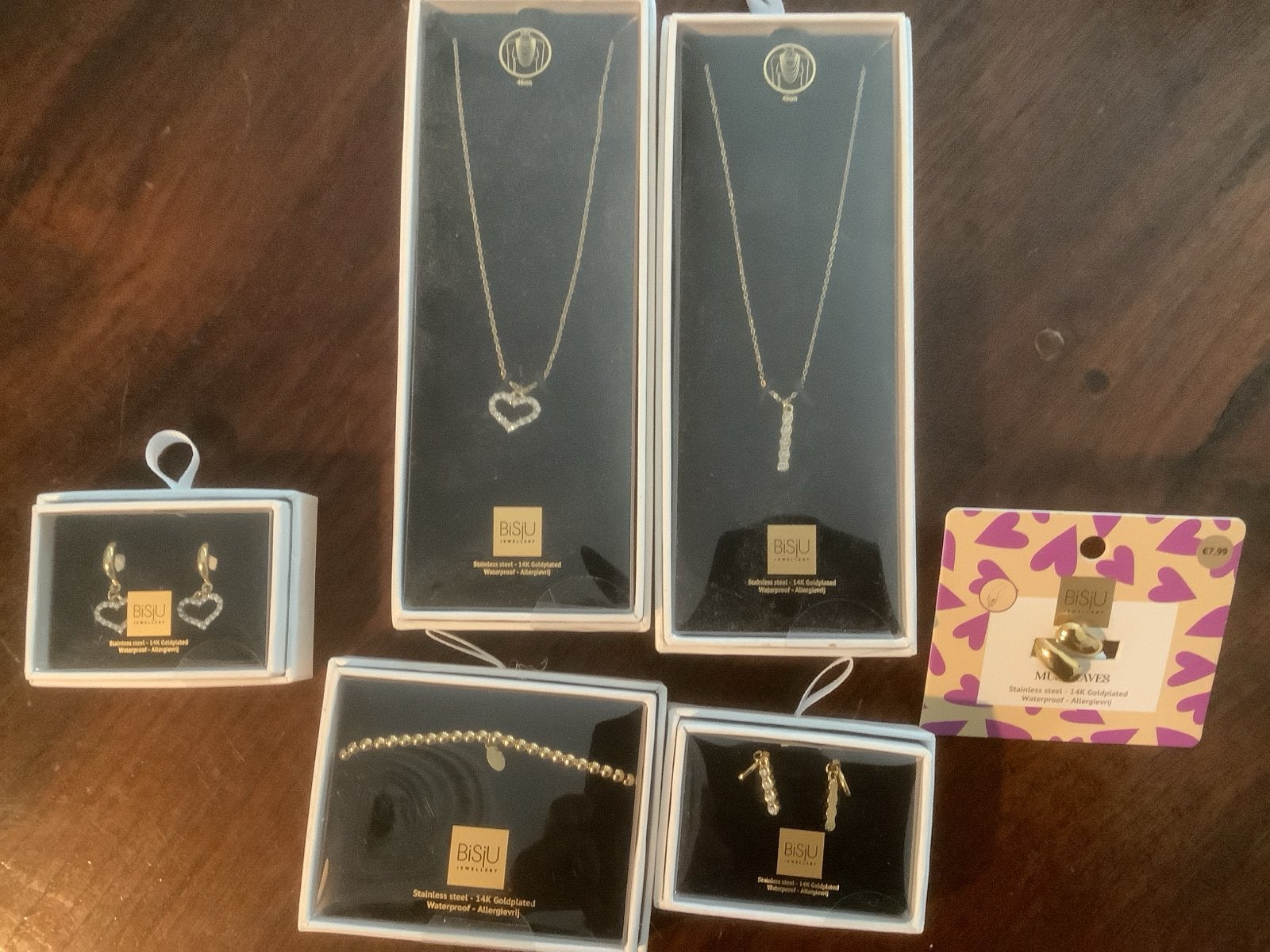 Bisiju Sieraden Set: Kettingen, Oorbellen & Ring - Nieuw, Met kristal, Overige materialen, Nieuw, Ophalen of Verzenden