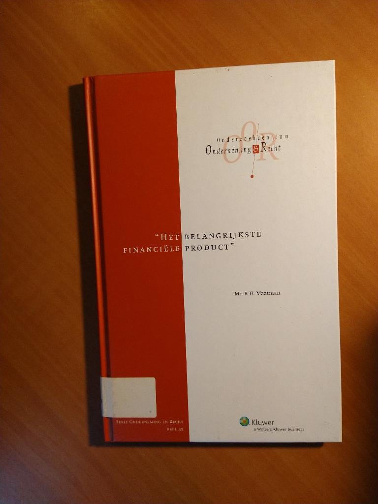 Maatman, Mr. R.H. Het belangrijkste financiele product, Ophalen of Verzenden, Gelezen