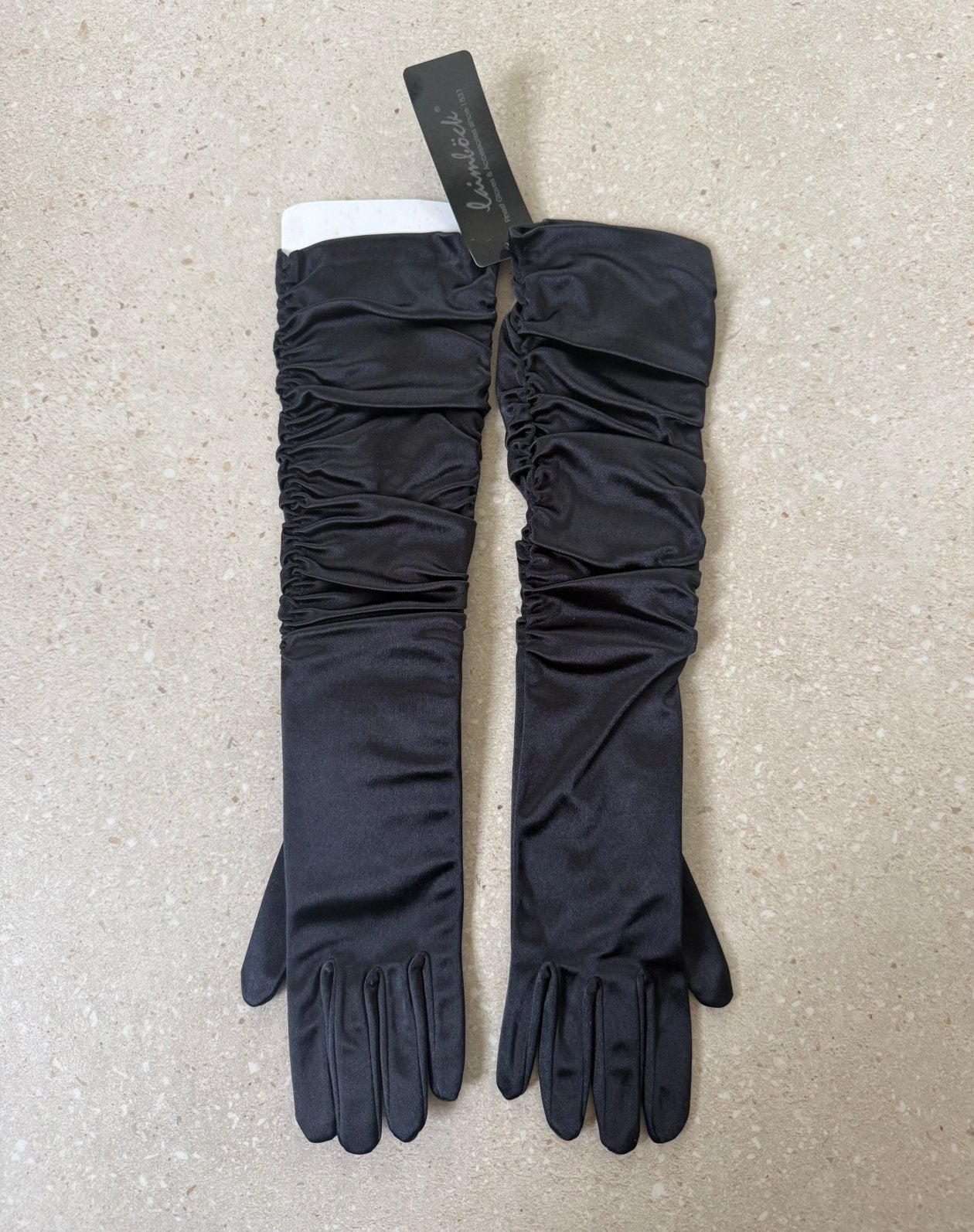 Nieuw! Laimböck zwarte satijnen galahandschoenen, Ophalen of Verzenden, Nieuw, Handschoenen
