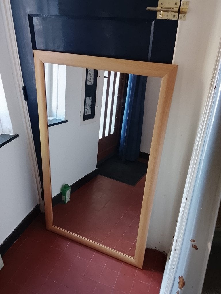 grote spiegel, Ophalen, 100 tot 150 cm, Zo goed als nieuw, Rechthoekig