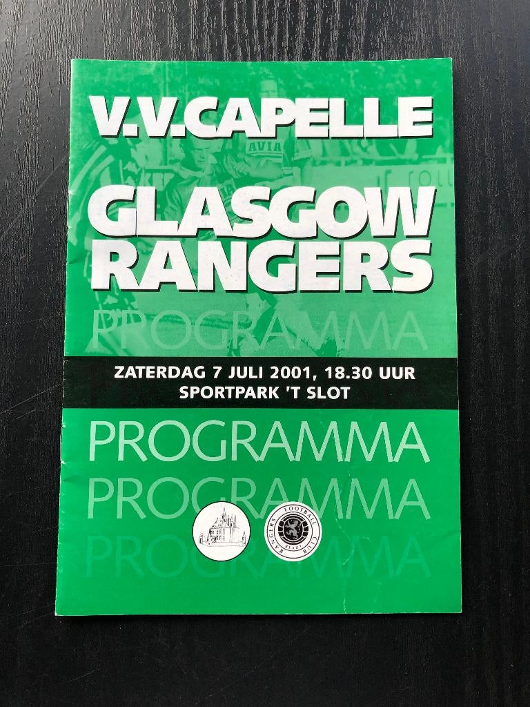 ⚽ Programma oefenduel vv Capelle - Glasgow rangers 2001 ⚽, Ophalen of Verzenden, Buitenlandse clubs, Boek of Tijdschrift