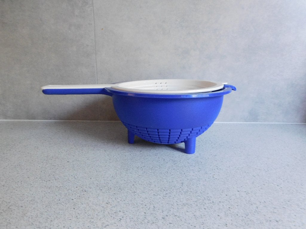 Tupperware Duo Vergiet Kobalt Wit - Handig en Duurzaam, Blauw, Overige typen, Ophalen of Verzenden, Zo goed als nieuw