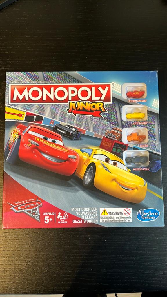 Monopoly Junior Cars Disney Pixar Bordspel, Hobby en Vrije tijd, Gezelschapsspellen | Bordspellen, Een of twee spelers, Ophalen