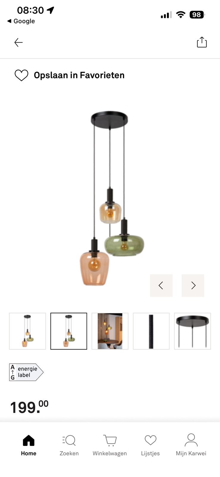 Hanglamp Ilona (Karwei), Ophalen, Nieuw, Glas