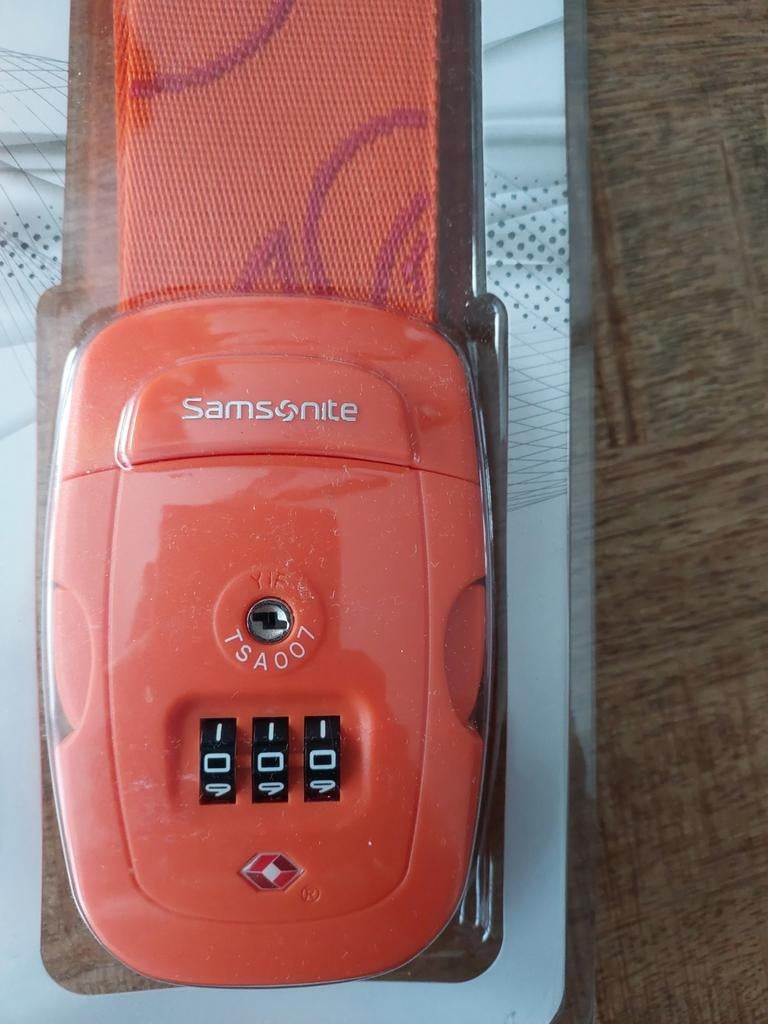 Samsonite 3-cijferig combinatieslot bagageband - Oranje, Sieraden, Tassen en Uiterlijk, Koffers, Overige materialen, Ophalen of Verzenden
