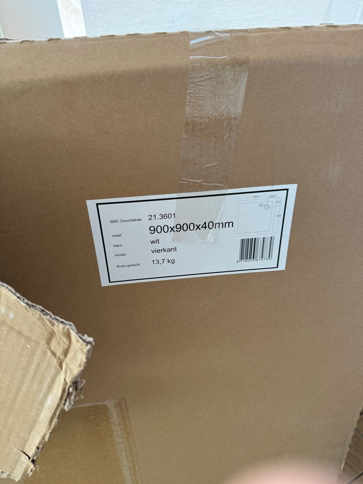 Nieuwe SMC Douchebak 900x900x40mm wit vierkant, Doe-het-zelf en Verbouw, Ophalen of Verzenden, Nieuw, Douche