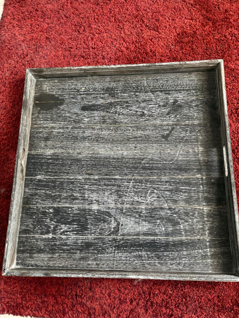 Dienblad zwart gevlekt 60,5x60,5 cm vierkant, Ophalen, Gebruikt, Vierkant, Overige materialen