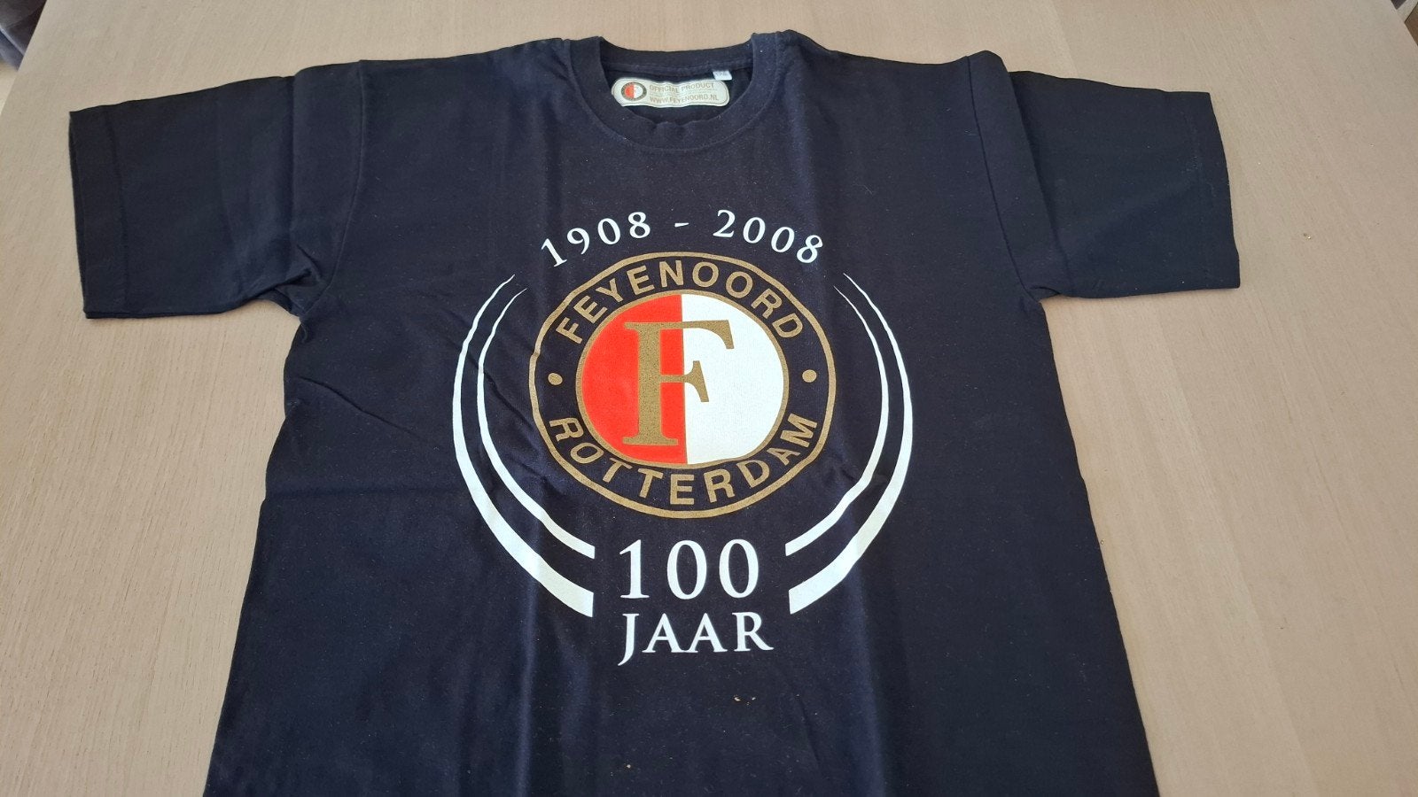 Feyenoord 100 Jaar T-shirt - Zwart - Maat 176, Zwart, Overige maten, Ophalen of Verzenden, Zo goed als nieuw