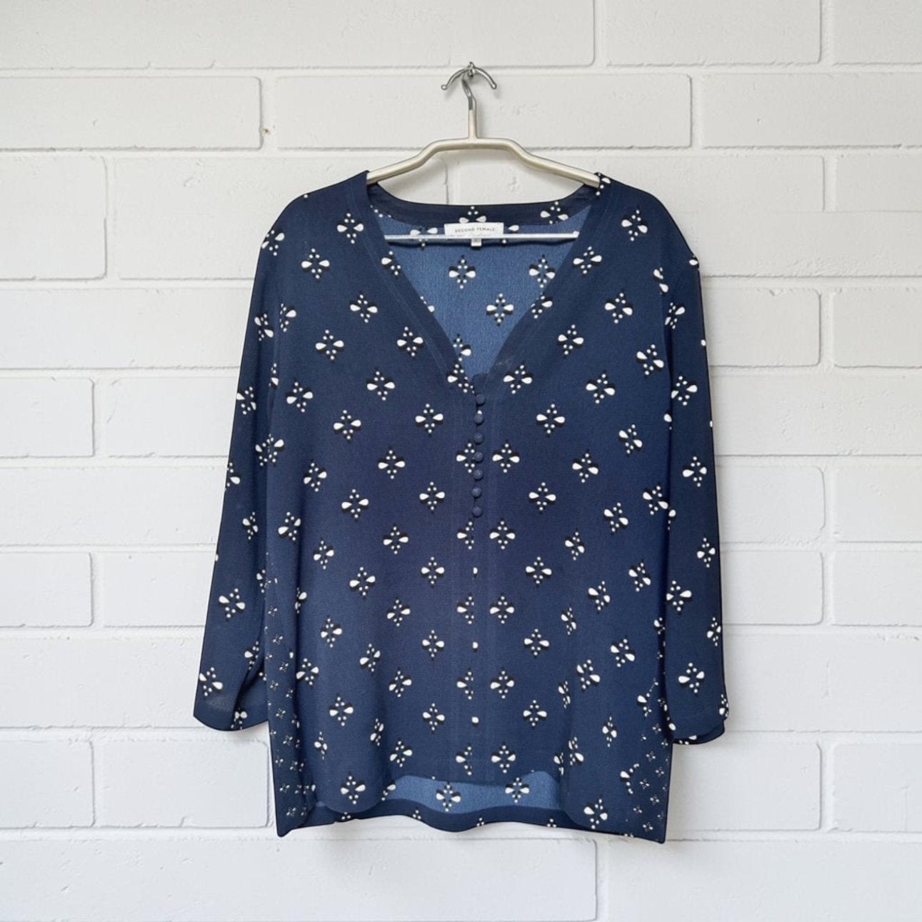 Second Female Blouse Maat S Donkerblauw Print Sanja, Kleding | Dames, Sf, Sf, Maat 36 (S), Verzenden