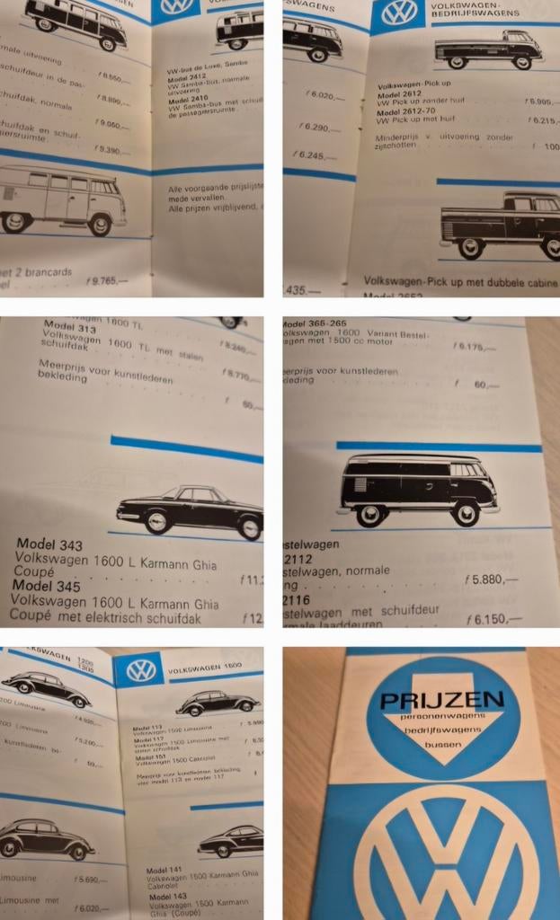April 1967 Nederlands Volkswagen prijslijst Karmann Ghia bus, Ophalen of Verzenden, Zo goed als nieuw, Volkswagen