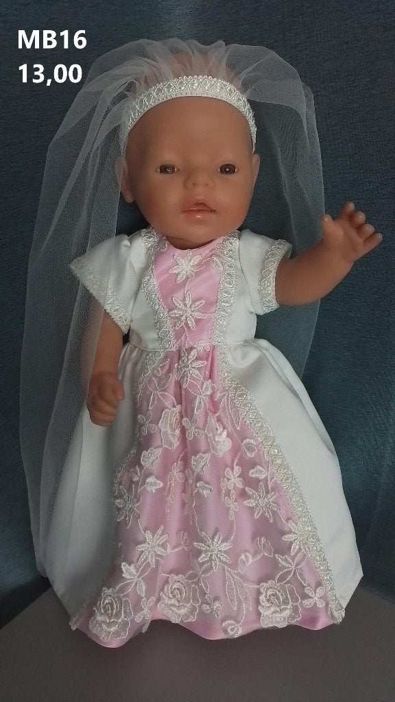 Poppenkleertjes baby born. Bruidsjurk. Opbrengst KiKa., Ophalen of Verzenden, Nieuw, Babypop
