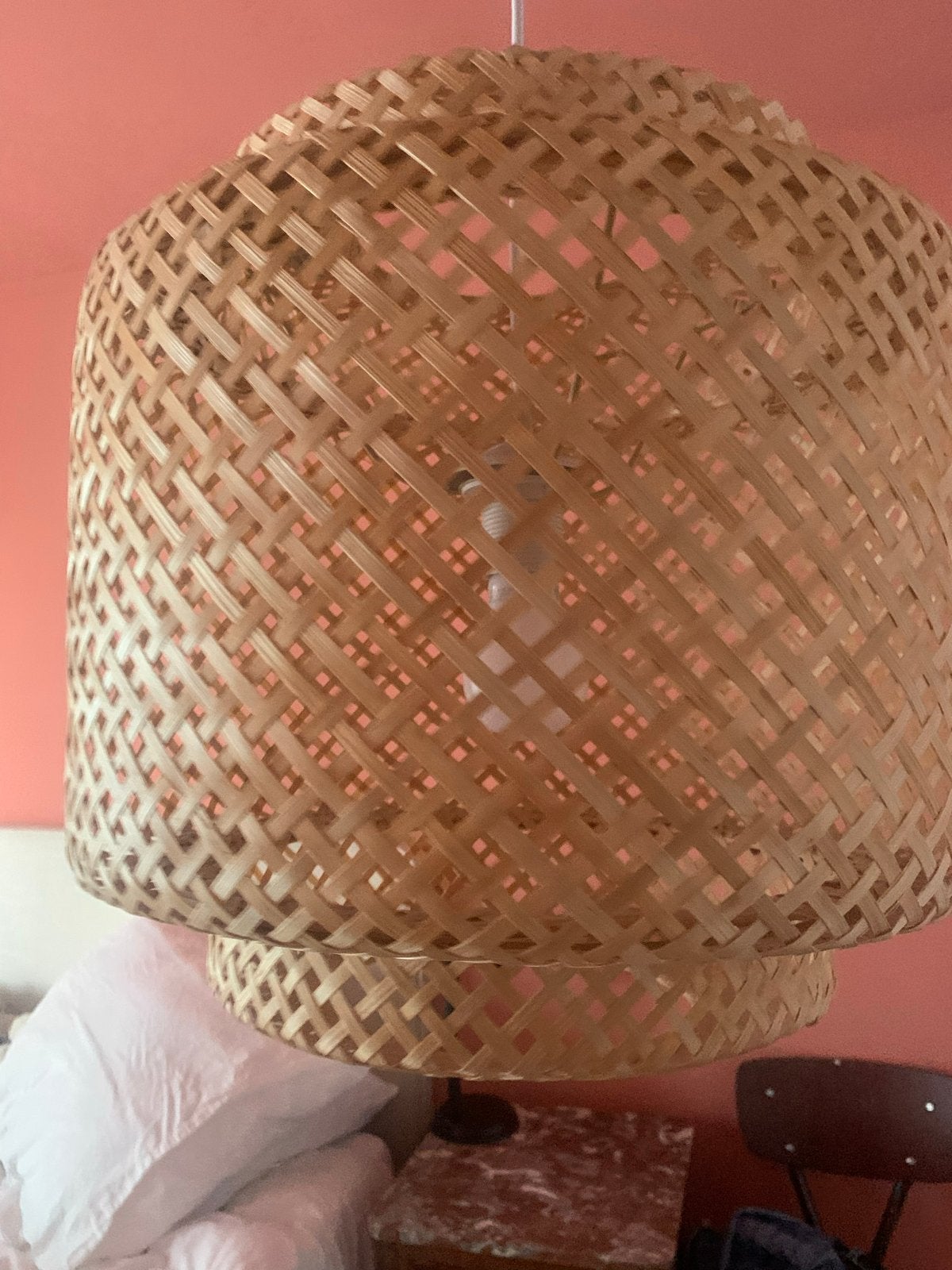 Bamboe hanglamp - Natuurlijke en sfeervolle verlichting, Ophalen, Gebruikt, Natuurlijk materiaal, E27 (groot)