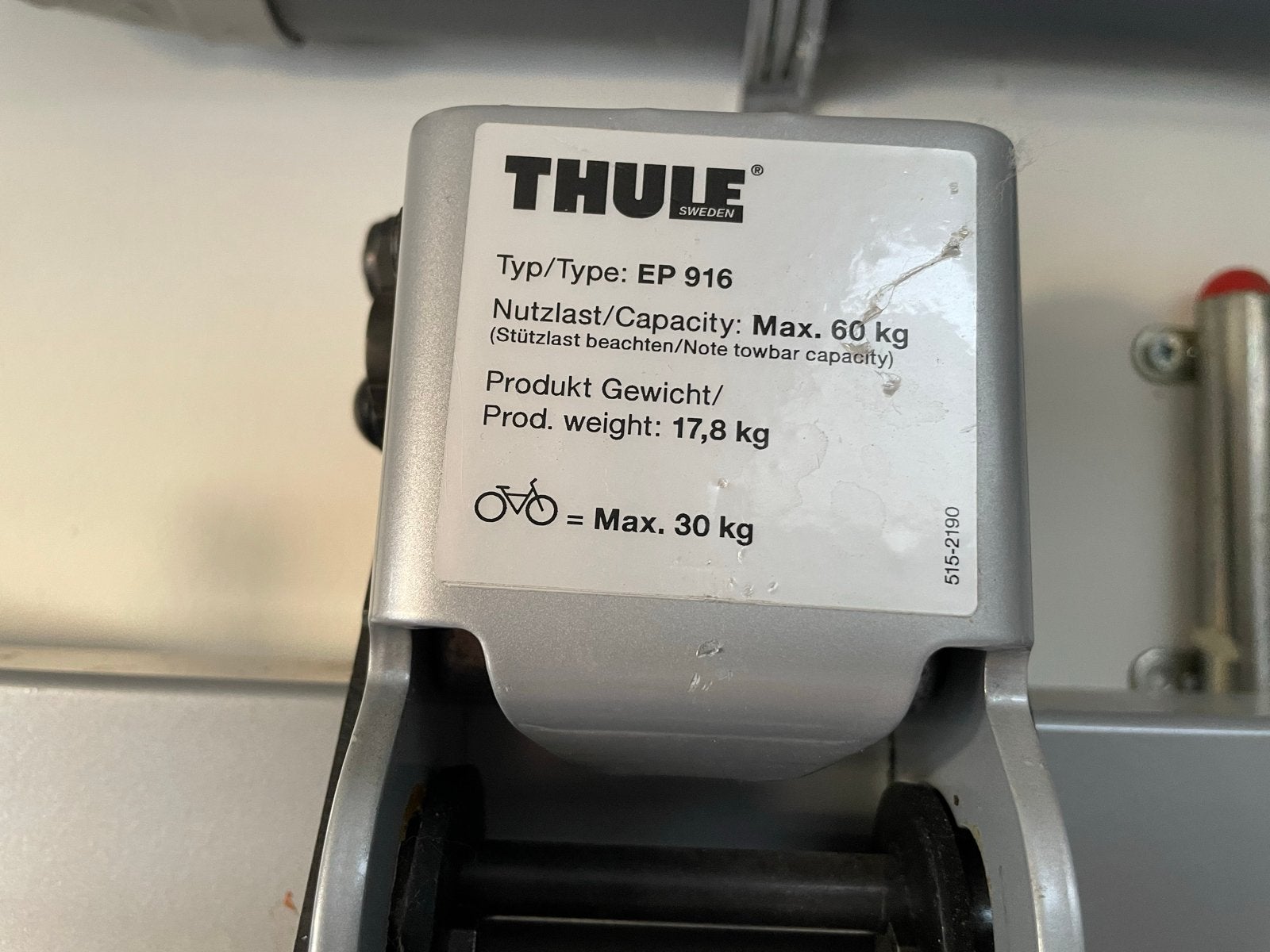 Thule fietsendrager EP 916 voor 2 elektrische fietsen, Auto diversen, Fietsendragers, Ophalen, Zo goed als nieuw, 2 fietsen, Trekhaakdrager