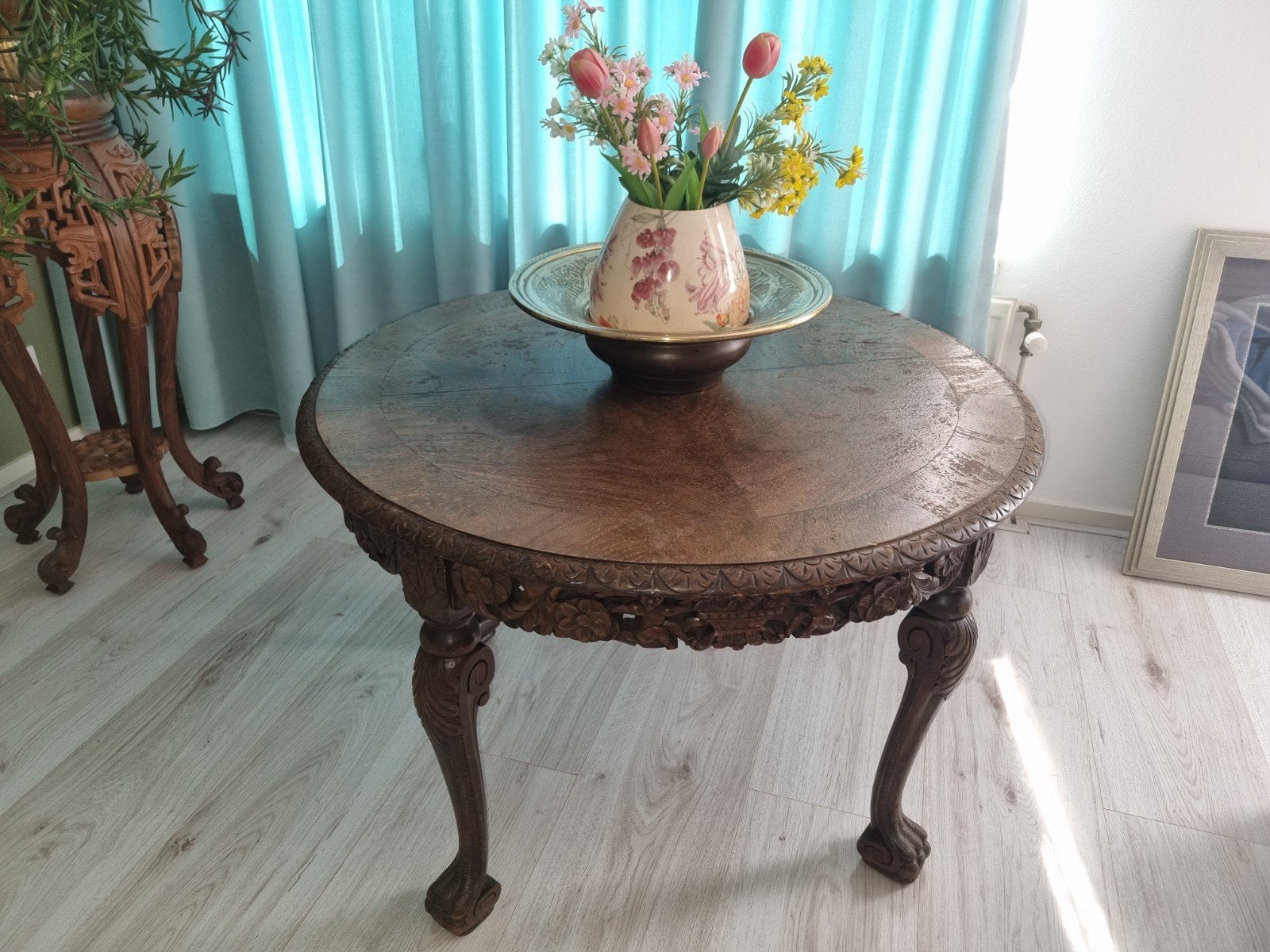 Antieke ronde salontafel – massAntieke ronde salontafel, Ophalen