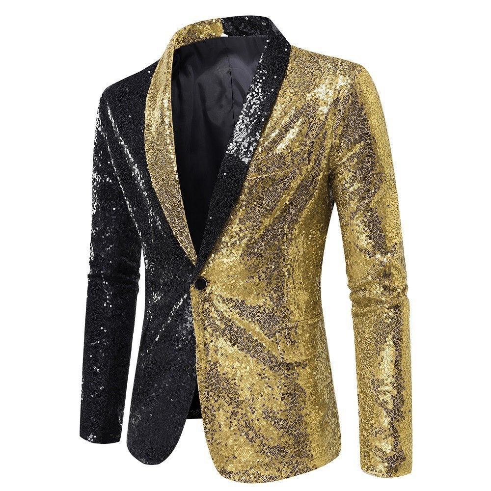 Heren gouden zwart glitter colbert / mannen blazer paillet, Verzenden, Nieuw, Overige maten, Meerkleurig