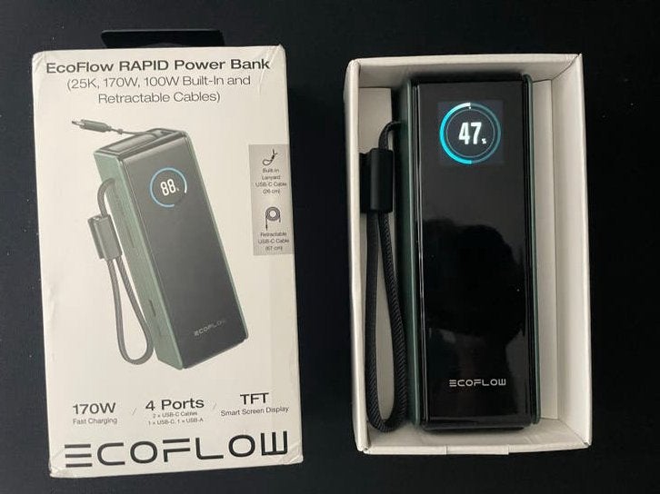 Ecoflow Rapid Powerbank 170W 4 Poorten TFT Display (Nieuw), Telecommunicatie, Powerbanks, Ophalen of Verzenden, Zo goed als nieuw