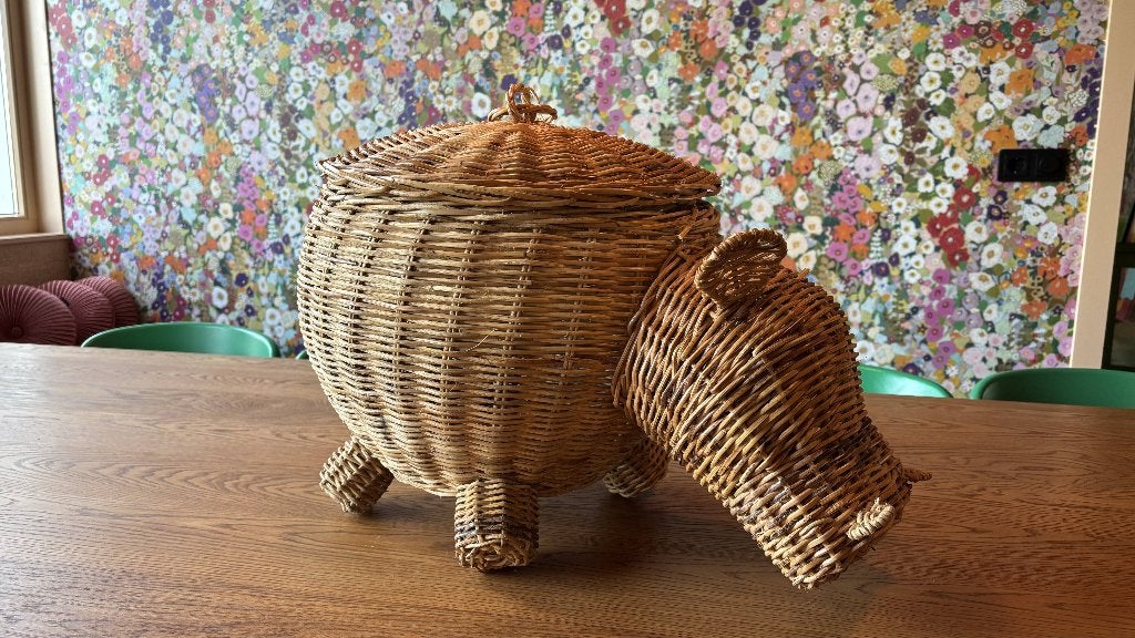 Grote rieten nijlpaard mand Zara Home, Kinderen en Baby's, Ophalen, Gebruikt, Overige merken, Bruin