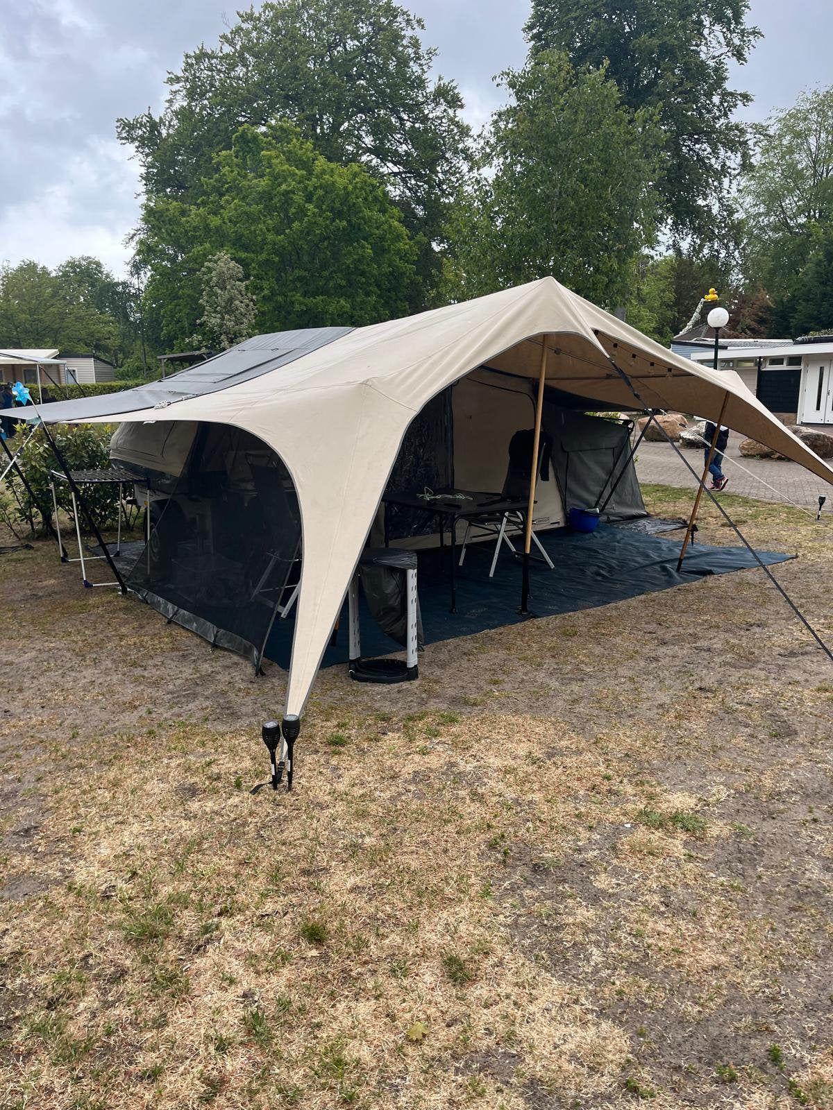 Campooz lazy jack 2018, Caravans en Kamperen, Vouwwagens, Ophalen, Beige, Tot en met 4