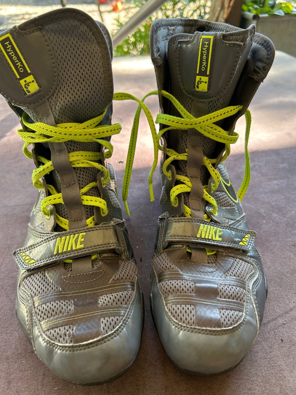 Nike HyperKO boksschoenen - Grijs/Neon Geel, Ophalen of Verzenden, Gebruikt, Boksschoenen