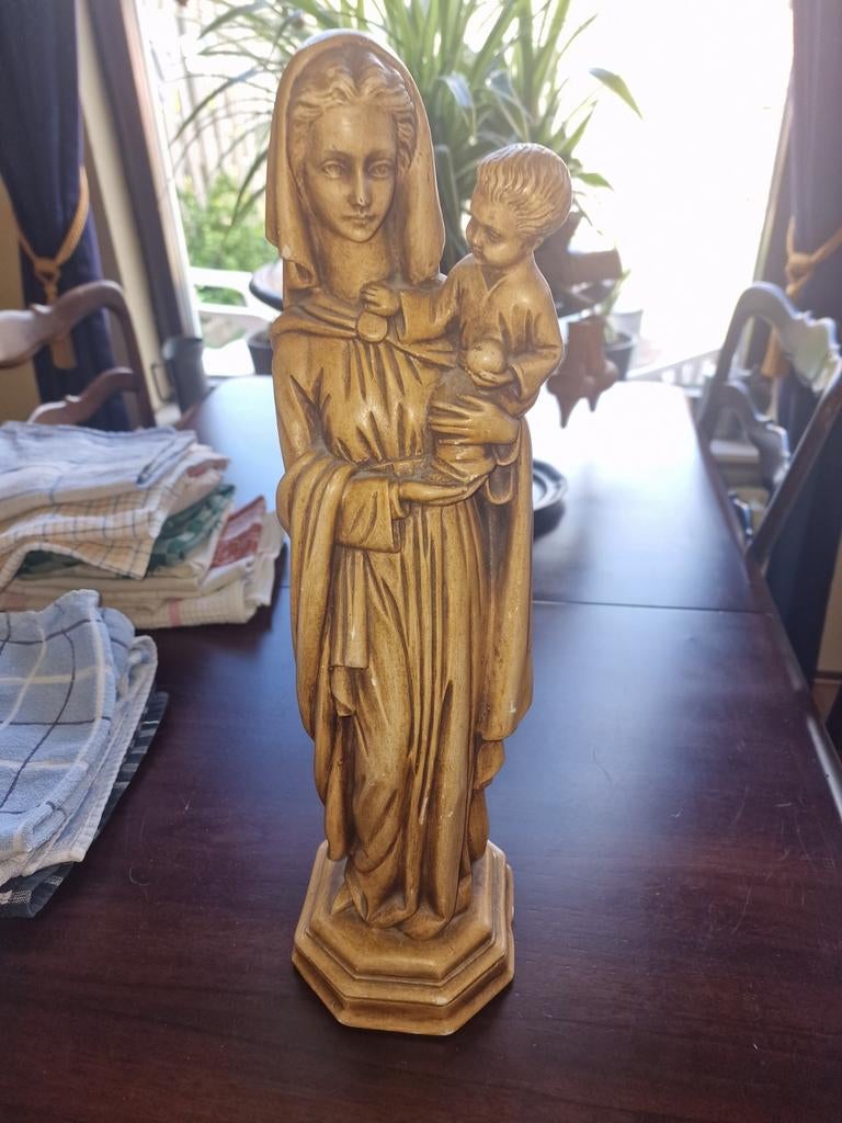 Vintage Maria met Kind Beeld - Religieus Decoratiebeeld, Antiek en Kunst, Antiek | Religie, Ophalen of Verzenden