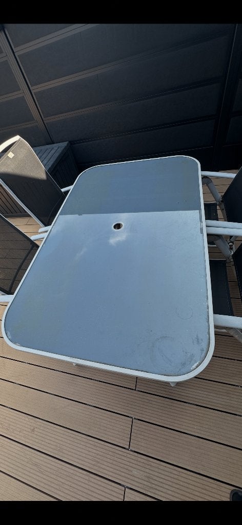 Kunstof buitentafel 153 x 96 x 75, Tuin en Terras, Tuintafels, Ophalen, Gebruikt, Rechthoekig, Kunststof