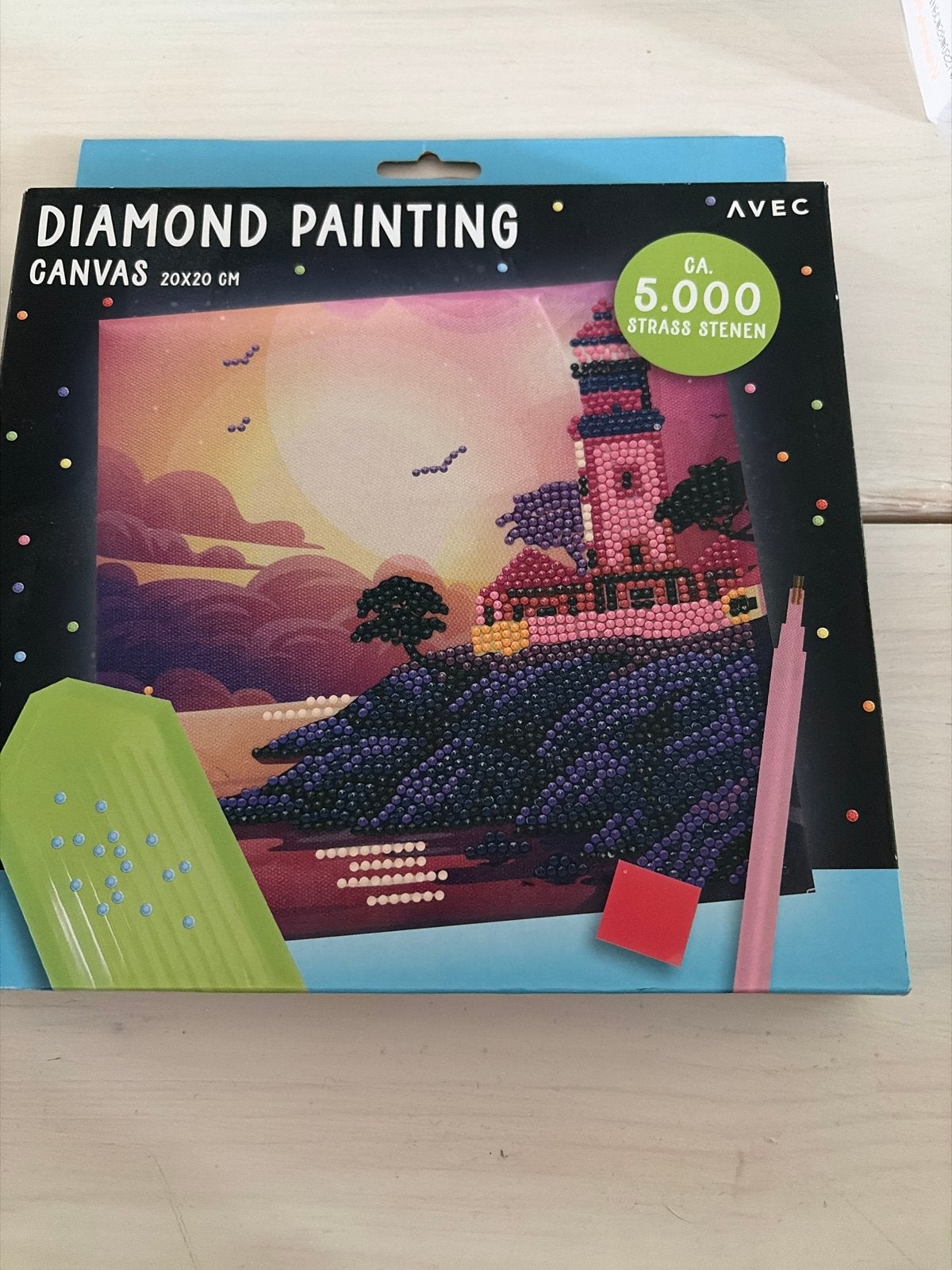 Diamond Painting Canvas 20x20 cm - Vuurtoren, Ophalen, Diamond painting, Nieuw, Meerkleurig
