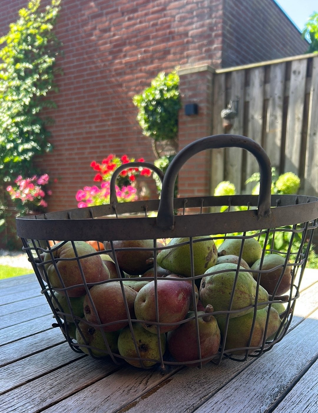 Brocante authentieke oude aardappelmand  / fruit plukmand, Antiek en Kunst, Ophalen of Verzenden