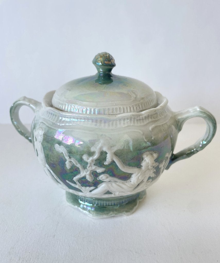 Antieke suikerpot Iris lusterware Unger & Schilde Altenburg, Antiek en Kunst, Ophalen of Verzenden
