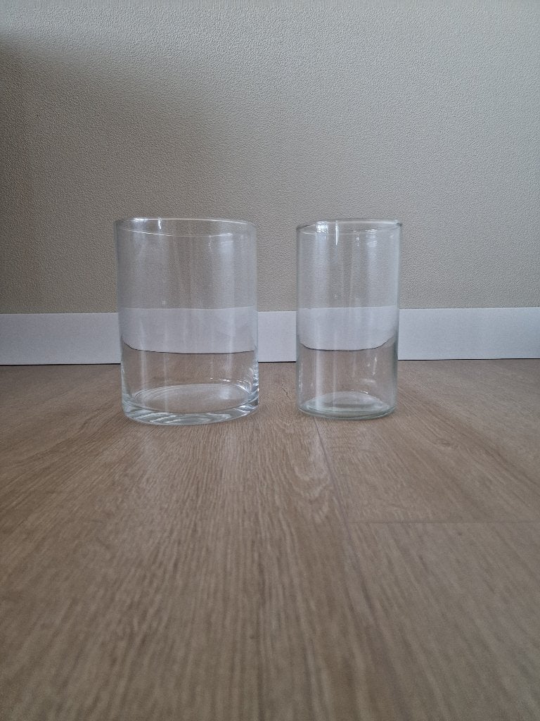 Glazen Vazen 2x, Huis en Inrichting, Woonaccessoires | Vazen, Ophalen, Transparant, Nieuw, Glas