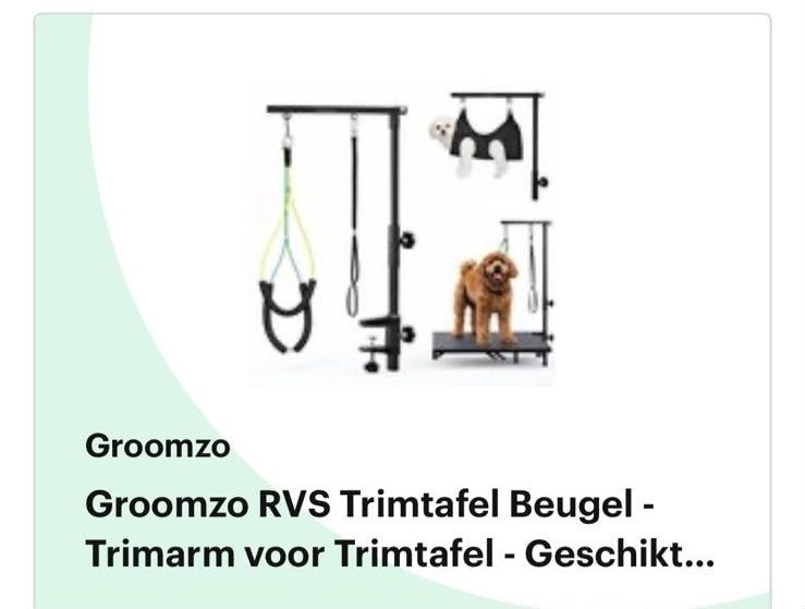 Trimtafel beugel met arm rvs merk groomzo, Dieren en Toebehoren, Overige merken, Ophalen of Verzenden, Nieuw, Trimtafel