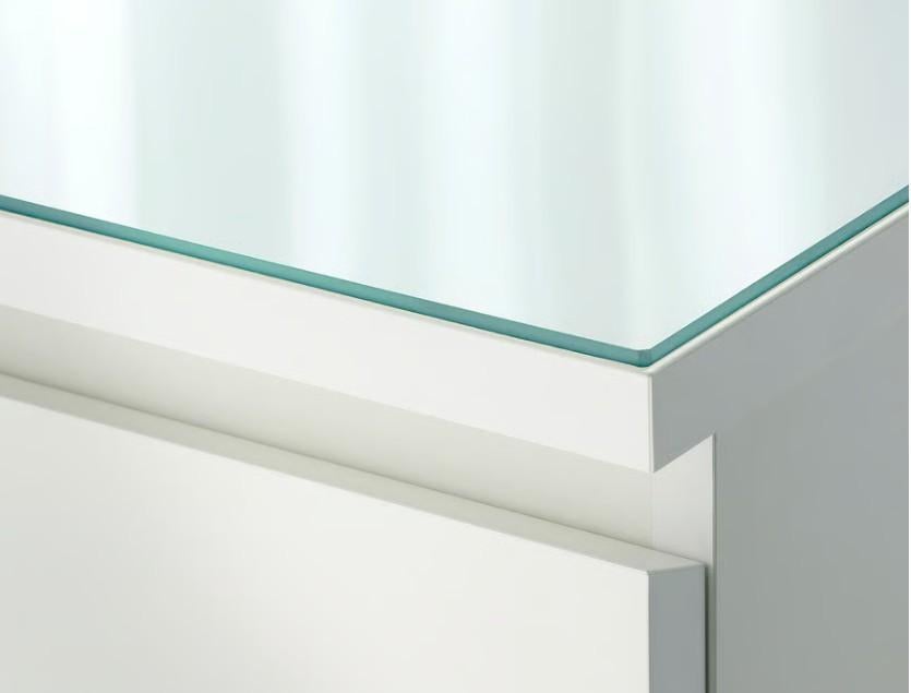 MALM Glasplaat, wit, 80x48 cm, Ophalen, Gebruikt
