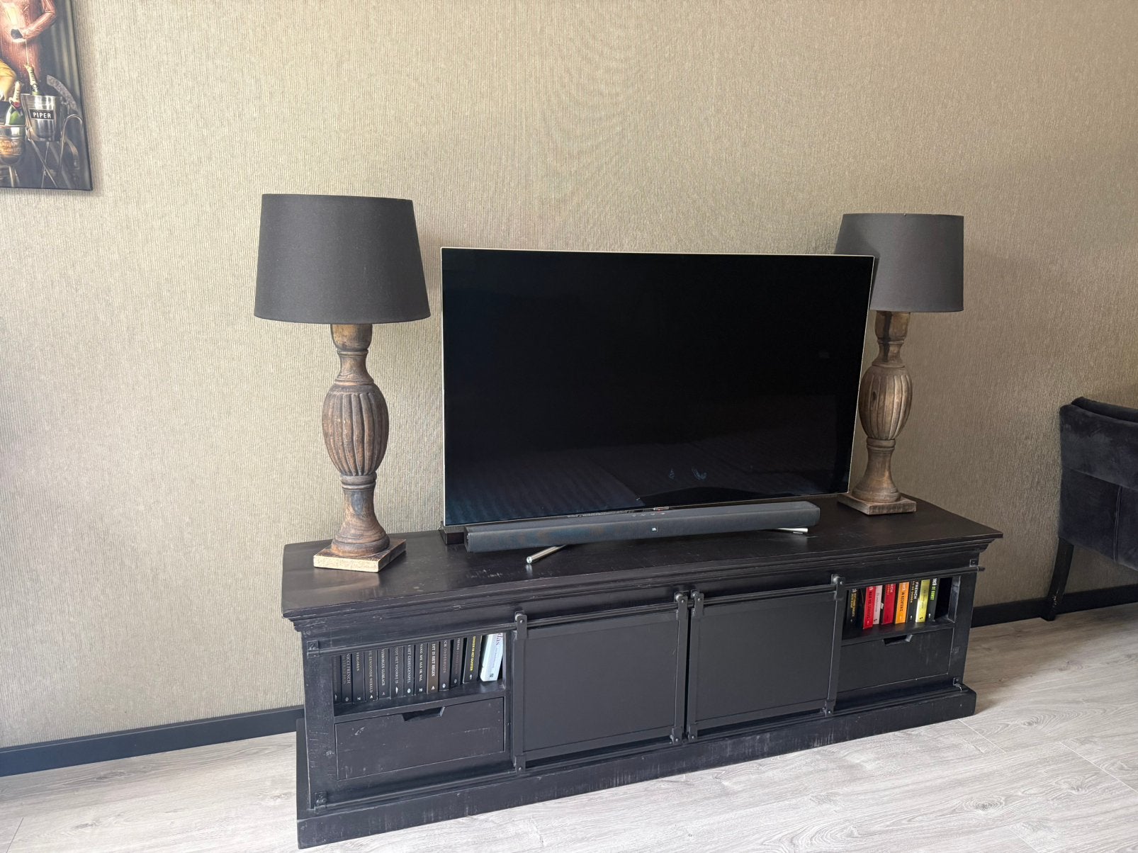 Robuust mango houten tv meubel industriel 2.50 br, Huis en Inrichting, Ophalen, Zo goed als nieuw, 200 cm of meer, Minder dan 100 cm