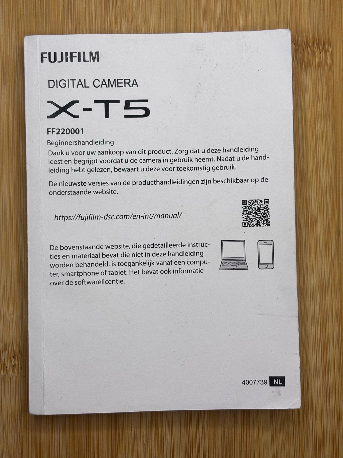 Fujifilm X-T5 Handleiding nederlandstalig, Ophalen of Verzenden, Nieuw, Geen optische zoom