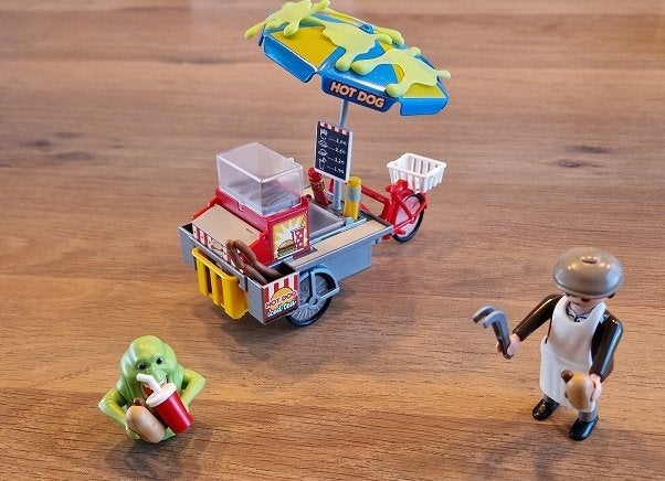 Playmobil 9222 Ghostbusters Slimer en hotdogkraam, Gebruikt, Complete set, Overige typen, Ophalen of Verzenden