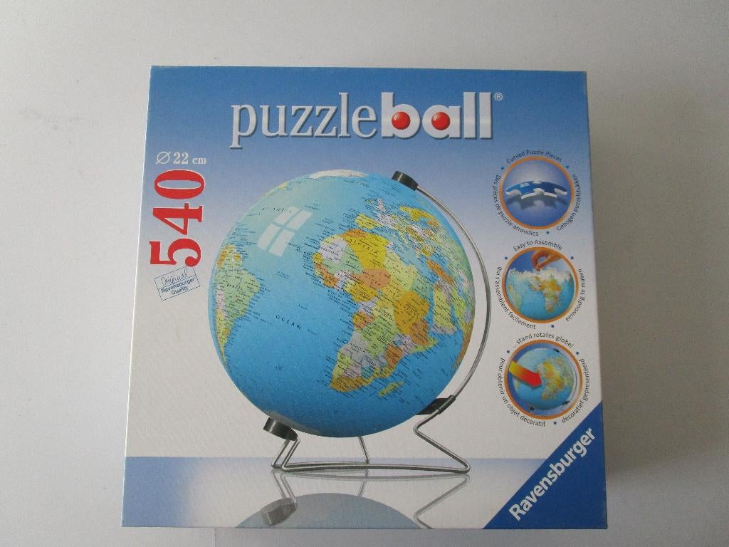 Wereldbol op standaard, Ravensburger Puzzleball, 540 stukjes, Ophalen of Verzenden, Minder dan 500 stukjes, Gebruikt, Rubik's of 3D-puzzel