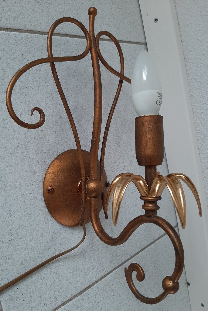 wandlamp brons / goudkleur, Huis en Inrichting, Ophalen, Gebruikt, E14 (klein), Metaal