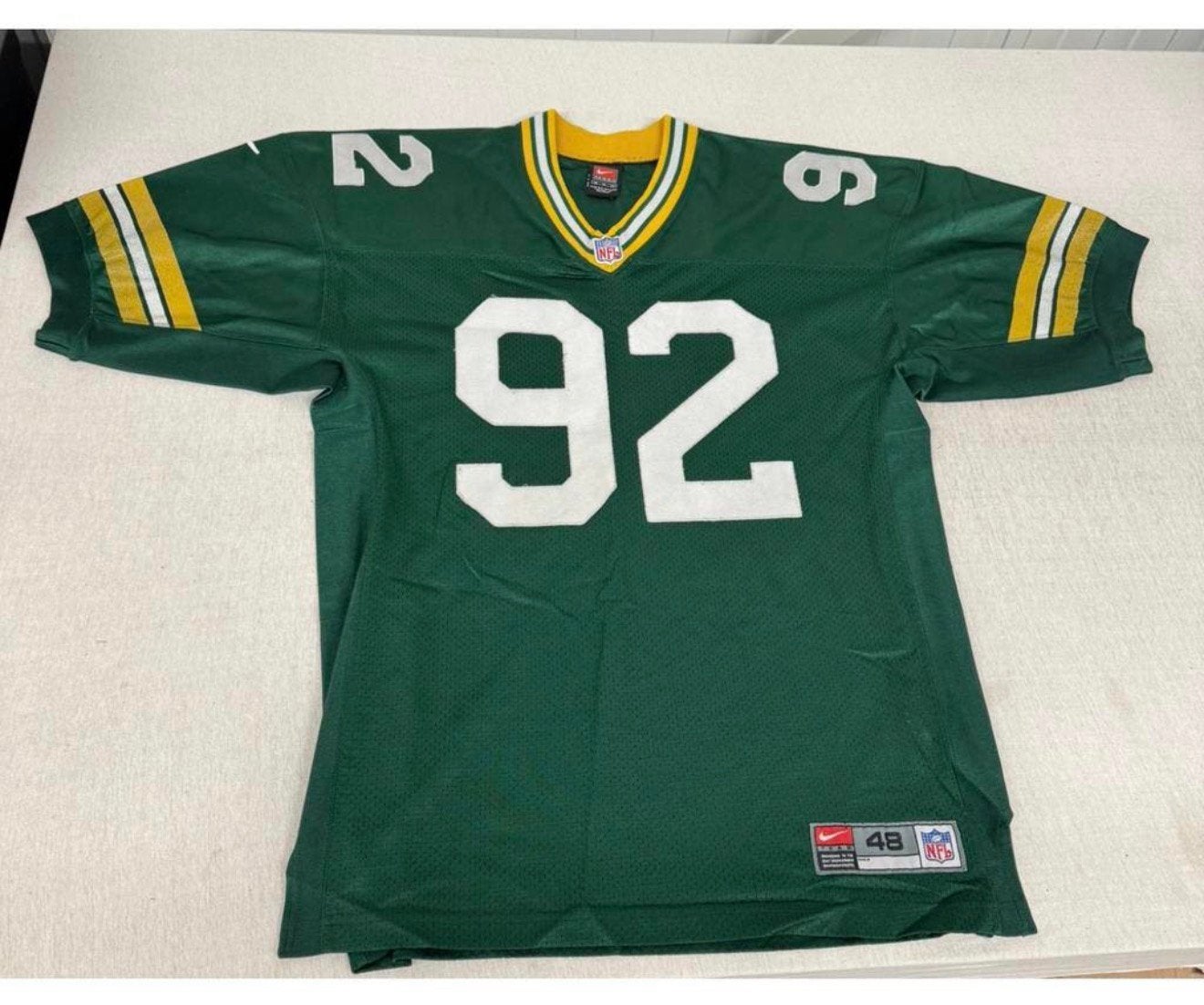 Authentic Reggie White Jersey Green Bay Packers Jersey 52, Shirt, Ophalen of Verzenden, Zo goed als nieuw, H