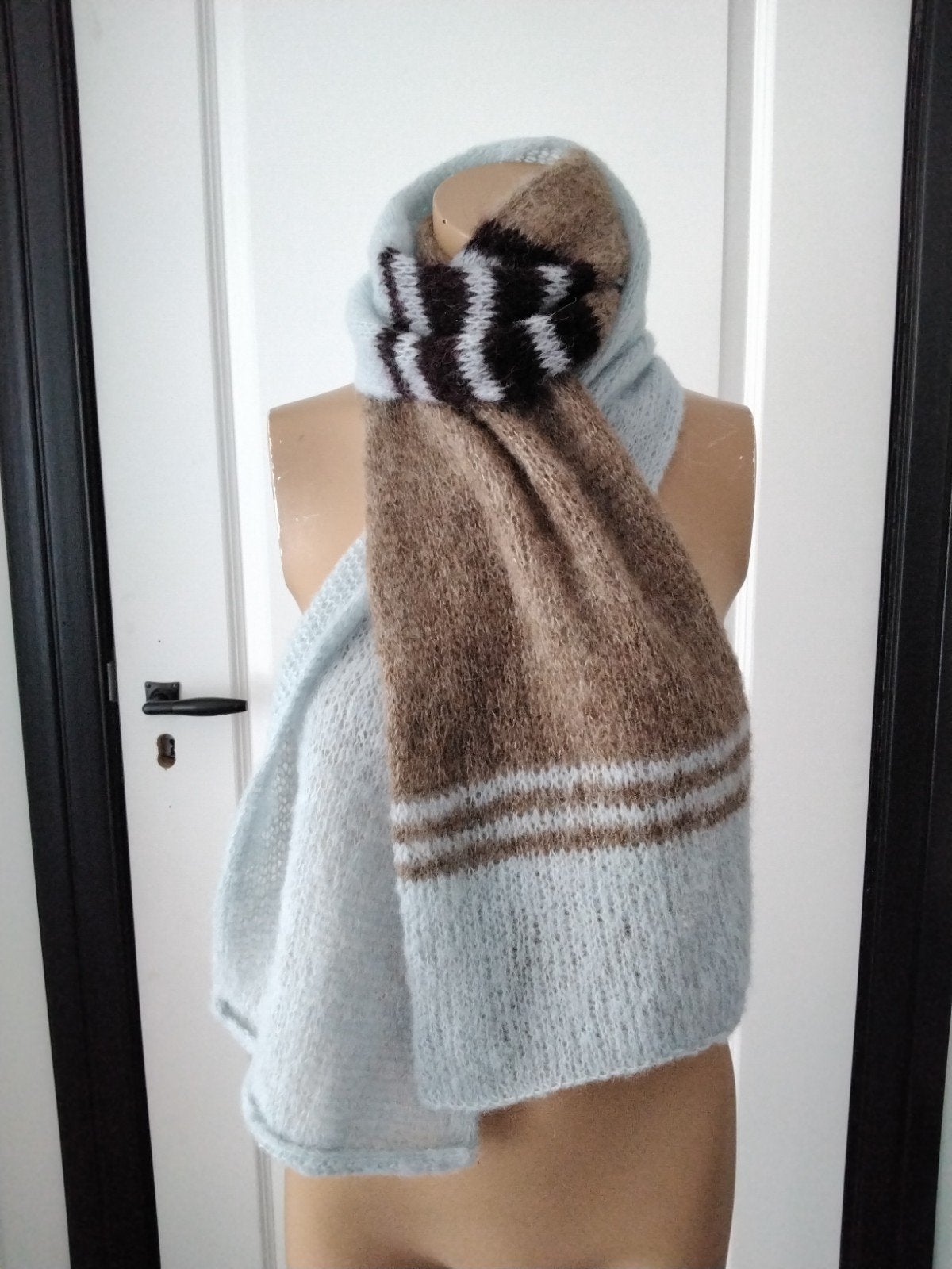 Handgebreide Sjaal Alpaca Zijde 1.80m, Kleding | Dames, Made by me, Ophalen of Verzenden, Nieuw, Sjaal
